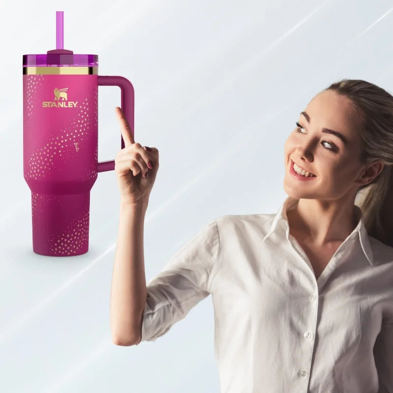 Super Star Pink Stylish Stanley Barbie Tumbler | H2.0 Tumbler 1.18L Limited Edition Double Wall Vacuum Insulated