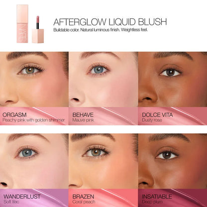 Orgasm | NARS Afterglow Liquid Blush 7ml Buildable Hydrating Blush with Sodium Hyaluronate and Vegan Protein
